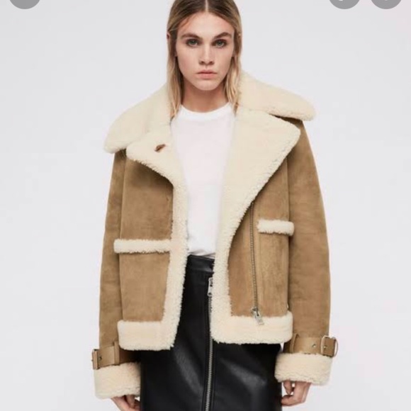 All Saints Shearling Farley Jacket - Picture 2 of 13